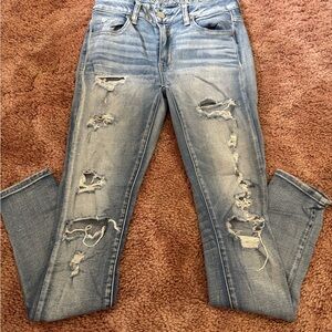American Eagle Outfitters Blue Boyfriend Jeans Distressed